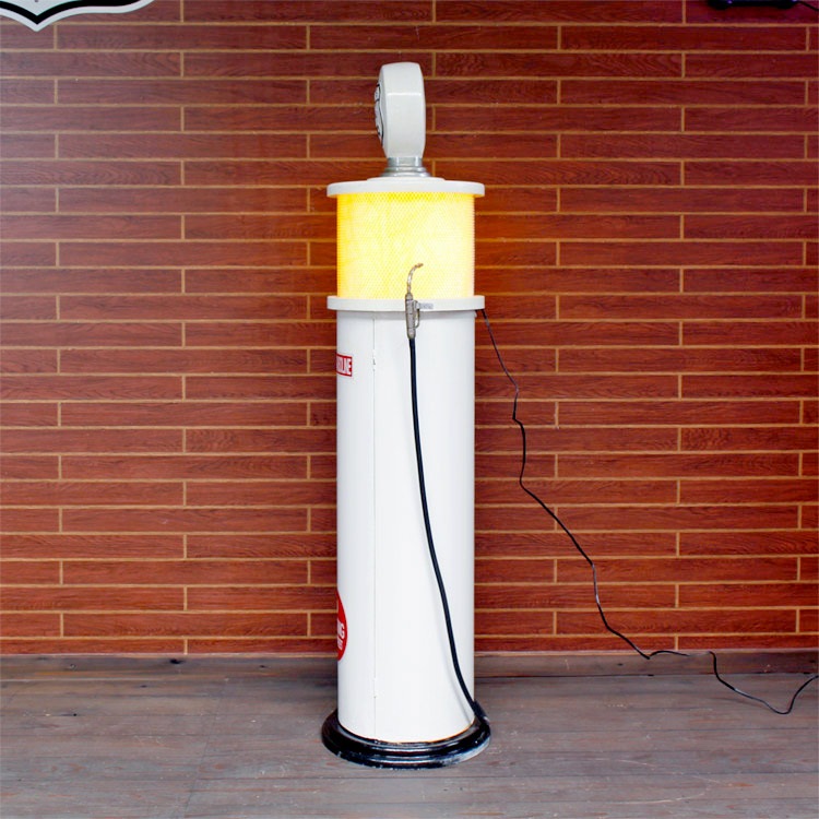 インテリア ガスポンプ丸型 大型キャビネット Route 66 ホワイト