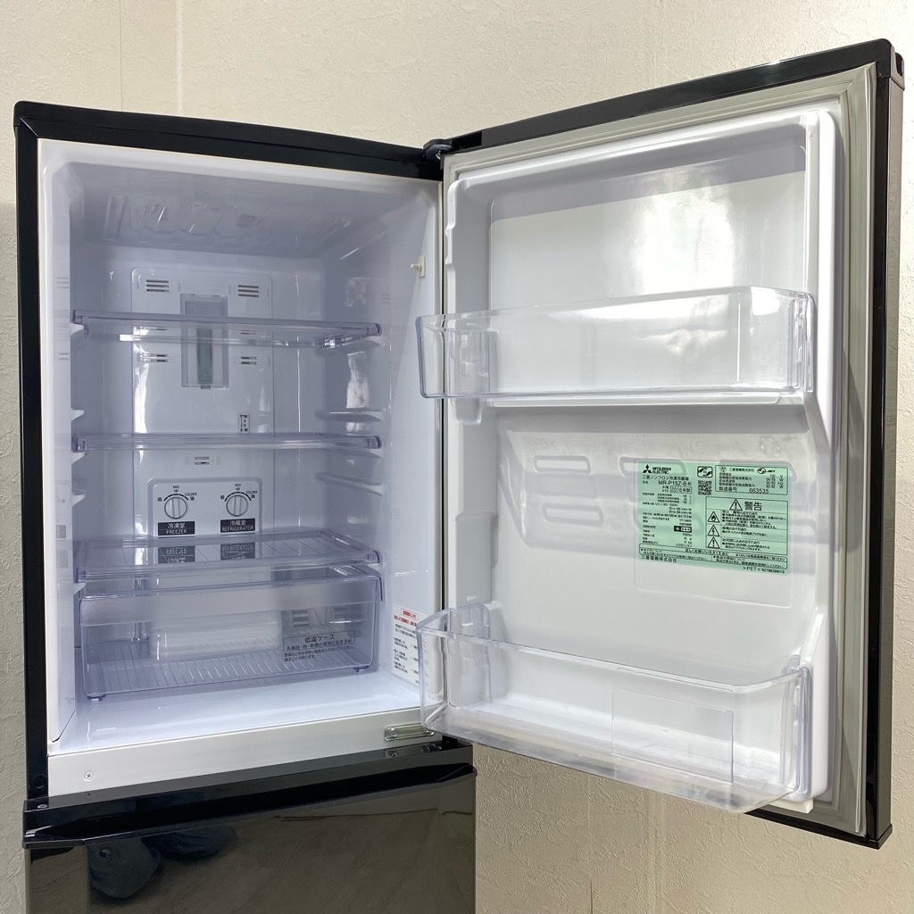 洗濯機もセット☆2016◇中古☆三菱 ラウンドカット 冷蔵庫 MR-P15Z
