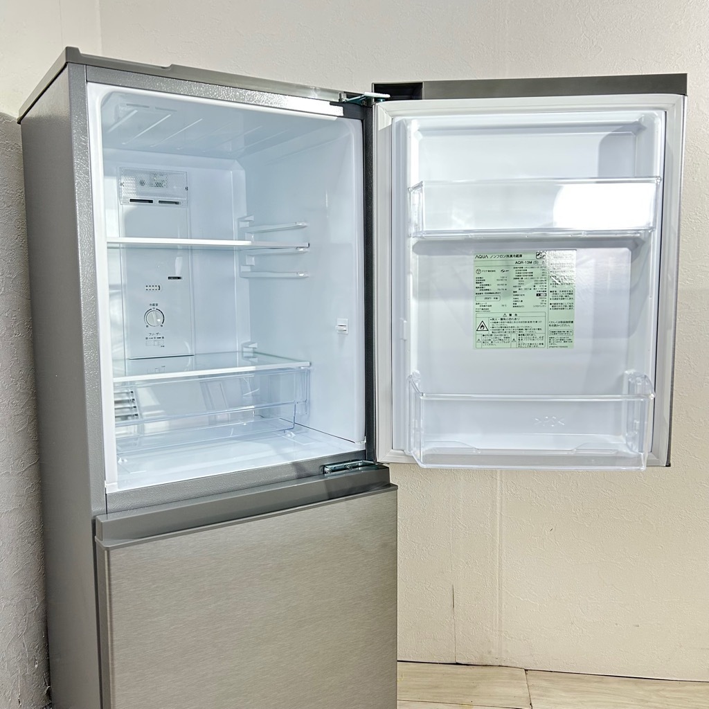 AQUA 2ドア冷蔵庫 126L 自動霜取り AQR-J13K（S）形 2021年製