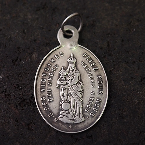 シルバー アンティークメダイ（勝利の聖母子と無原罪のマリア）