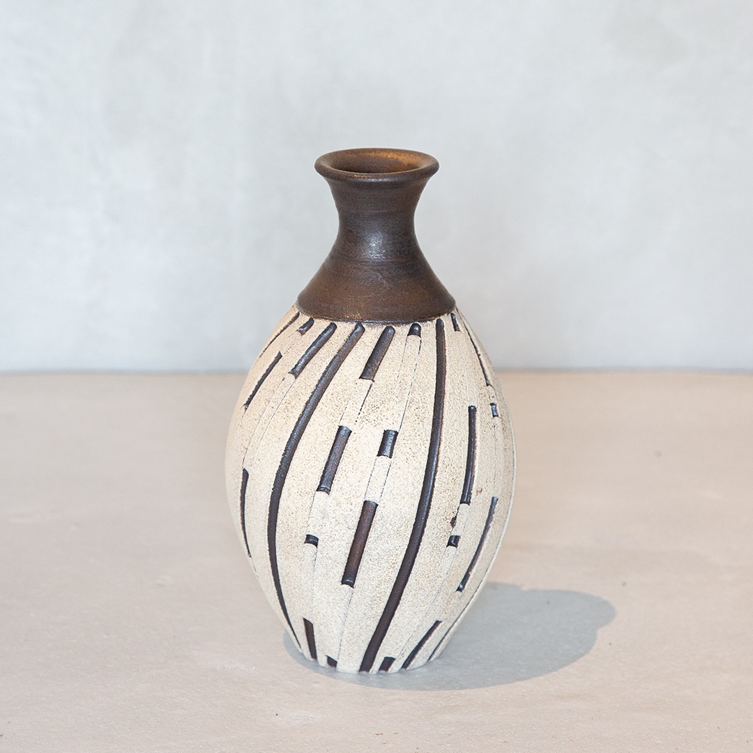 丹波焼 丹波立杭焼 無形文化財 正元直作 花瓶 花生 一輪挿し