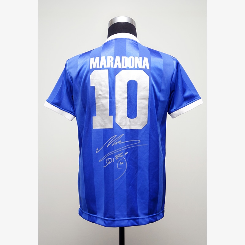 マラドーナ直筆サイン入りアルゼンチン代表1986復刻版アウェイ