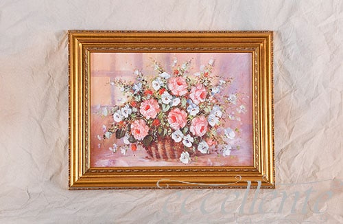 イタリア製 額絵 中 花 ピンク｜Q435001581 | イタリア家具