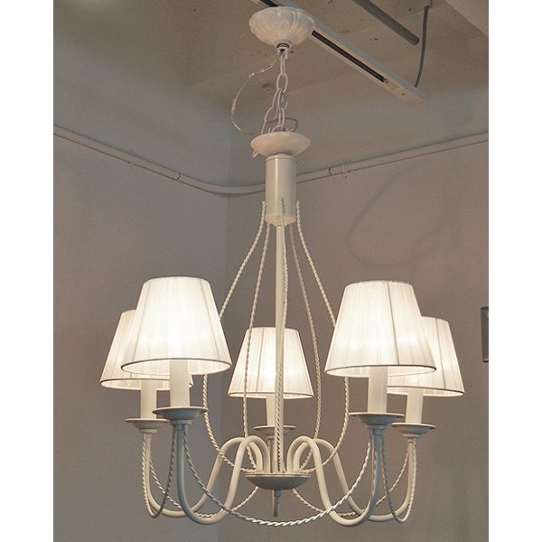 シャンデリア アイアン ホワイト 5灯 欧風 南欧風 フランス製