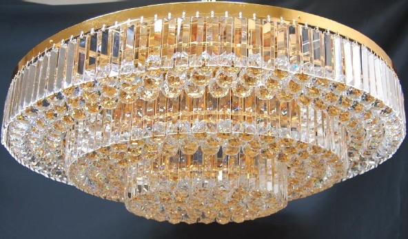 大型クリスタルシーリングライト 23灯・ゴールド（Ф1000×H320mm） | EL