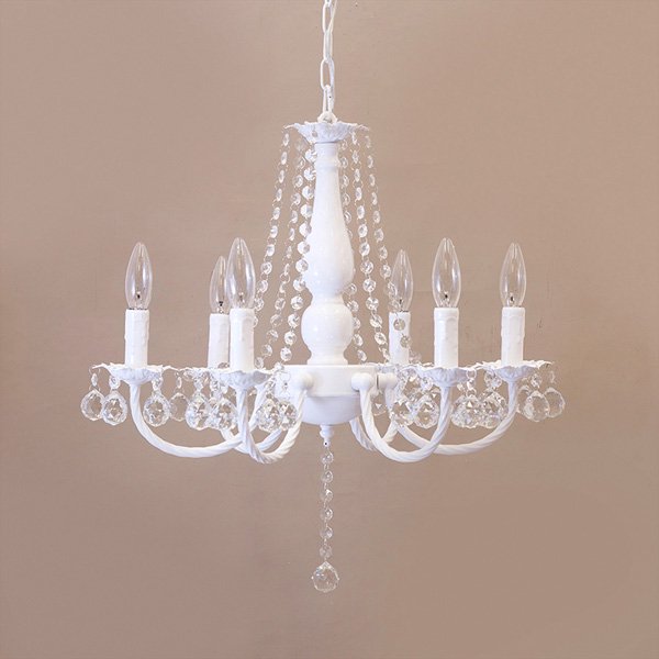 クリスタルガラスシャンデリア6灯「BESSI ベッシー」・ホワイト（φ530