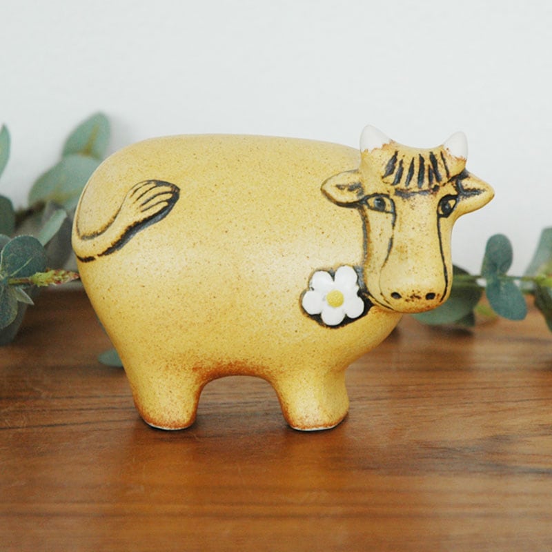 スウェーデンのお花のうし Lisa Larson(リサラーソン） 置物 オブジェ