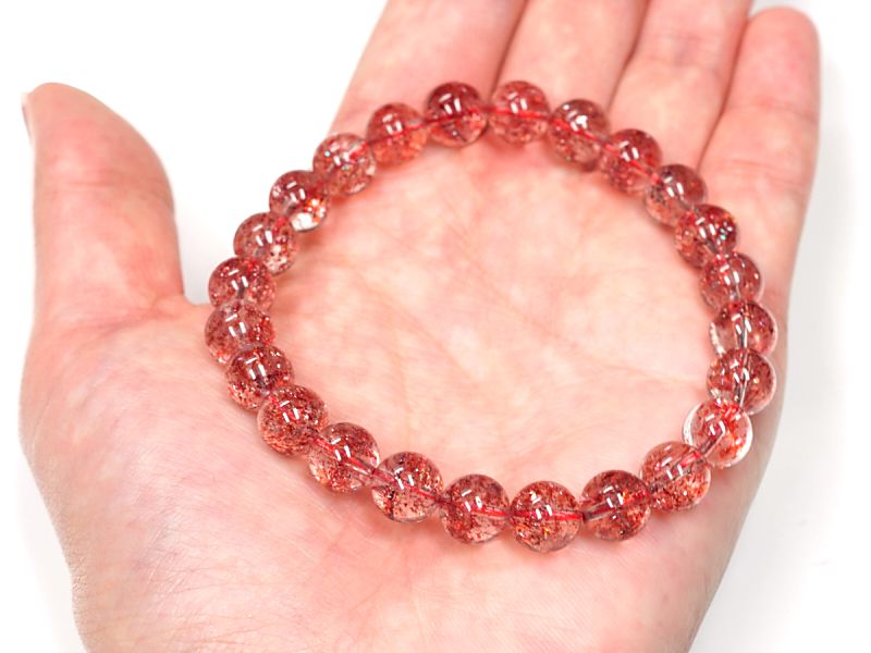 ストロベリークォーツ ブレスレット 8.5mm玉 No.28 最高級（5A）｜最