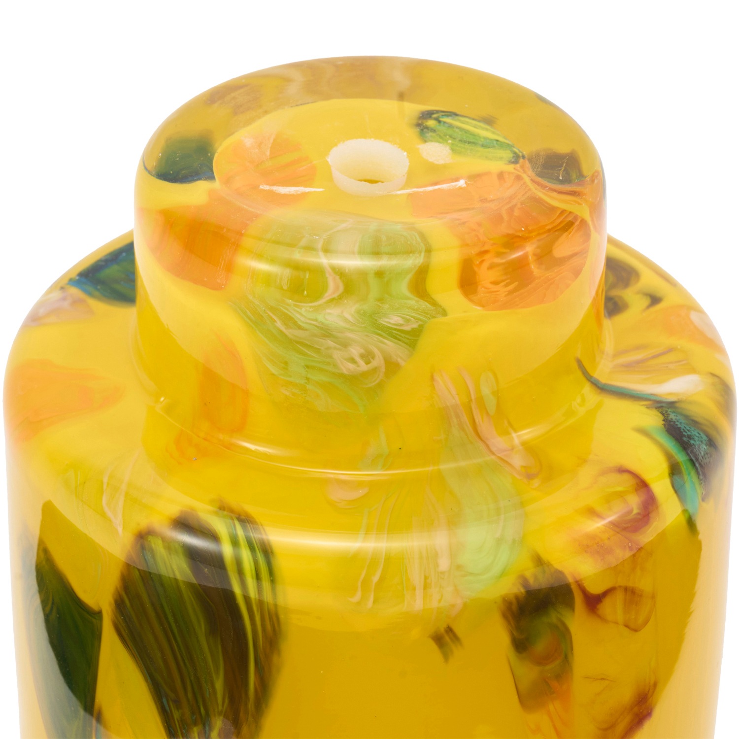 DGガラスステップポット＆ソーサーH12 イエローフラワー | 穴あき鉢