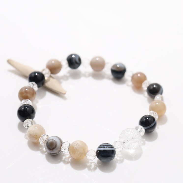 厄除け限定品】龍神守護ブレスレット：龍水晶＆天眼石｜パワーストーン