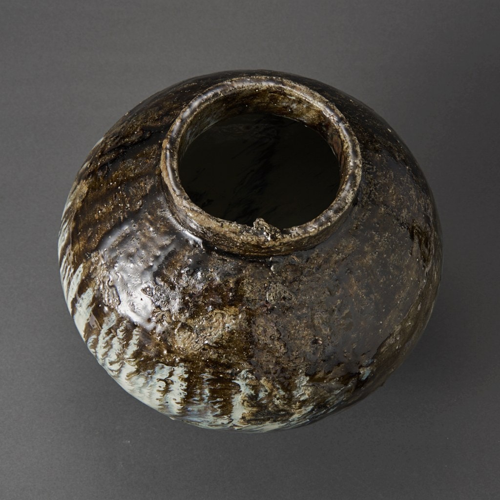 本物保証 丸田宗彦 唐津 黒織部茶碗 (検索 細川護煕 中川自然坊 本物保証