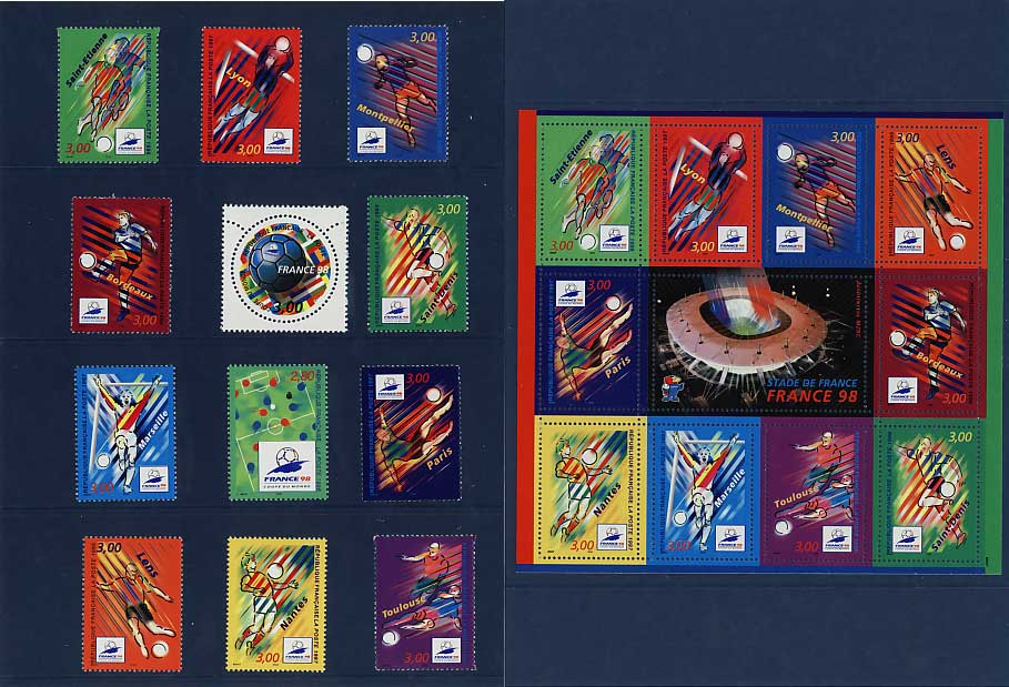 FIFA ワールドカップ FRANCE98 切手22枚セット フランス発行 | 切手