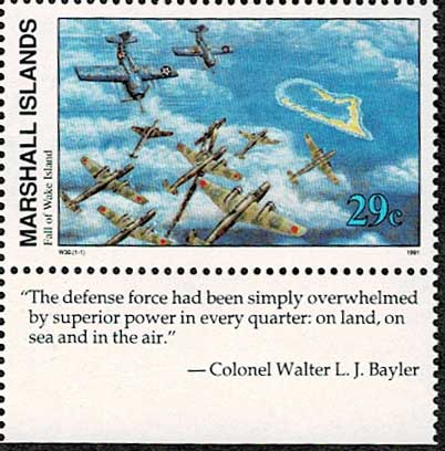 第二次世界大戦シリーズ ウェーク島陥落（1943） 切手田型 マーシャル