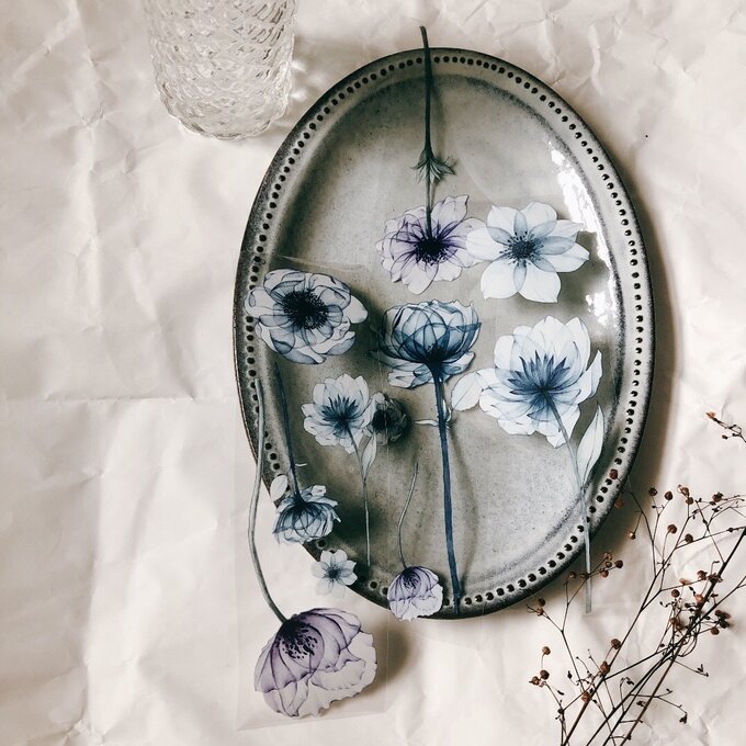 樂意Loidesign]塵花 透明花柄 クリアPET/マットPETテープ 2タイプ