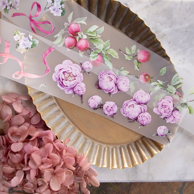 巻売 145☆ 海外 マスキングテープ マステ PET 装飾 花 金ホロ