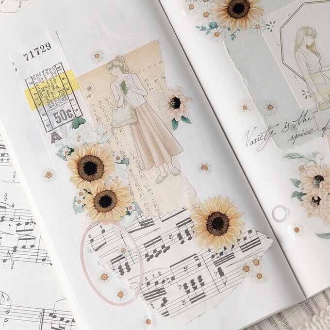 樂意Loidesign]日野 sunflower ひまわり花柄 クリアPETテープ(剥離紙