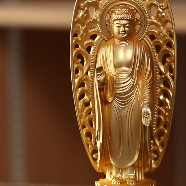 仏像】 釈迦如来立像 15.7cm （純金メッキ） | 仏具,仏像(金属製