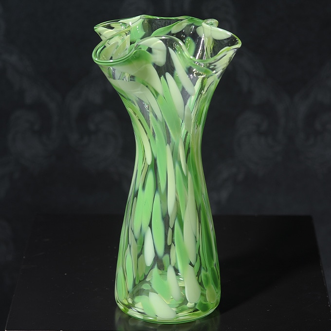 ArtGlass緑のガラス花瓶 JARRON OLA 31cm ガラス花瓶 グリーン