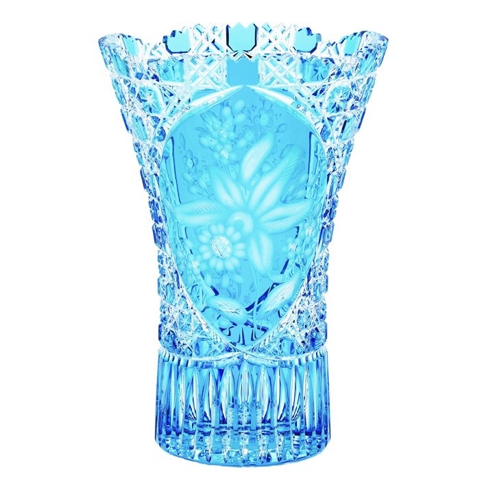 マイセンクリスタル 色被せ花瓶「バラとオーキッド」 RO/205/26AZ