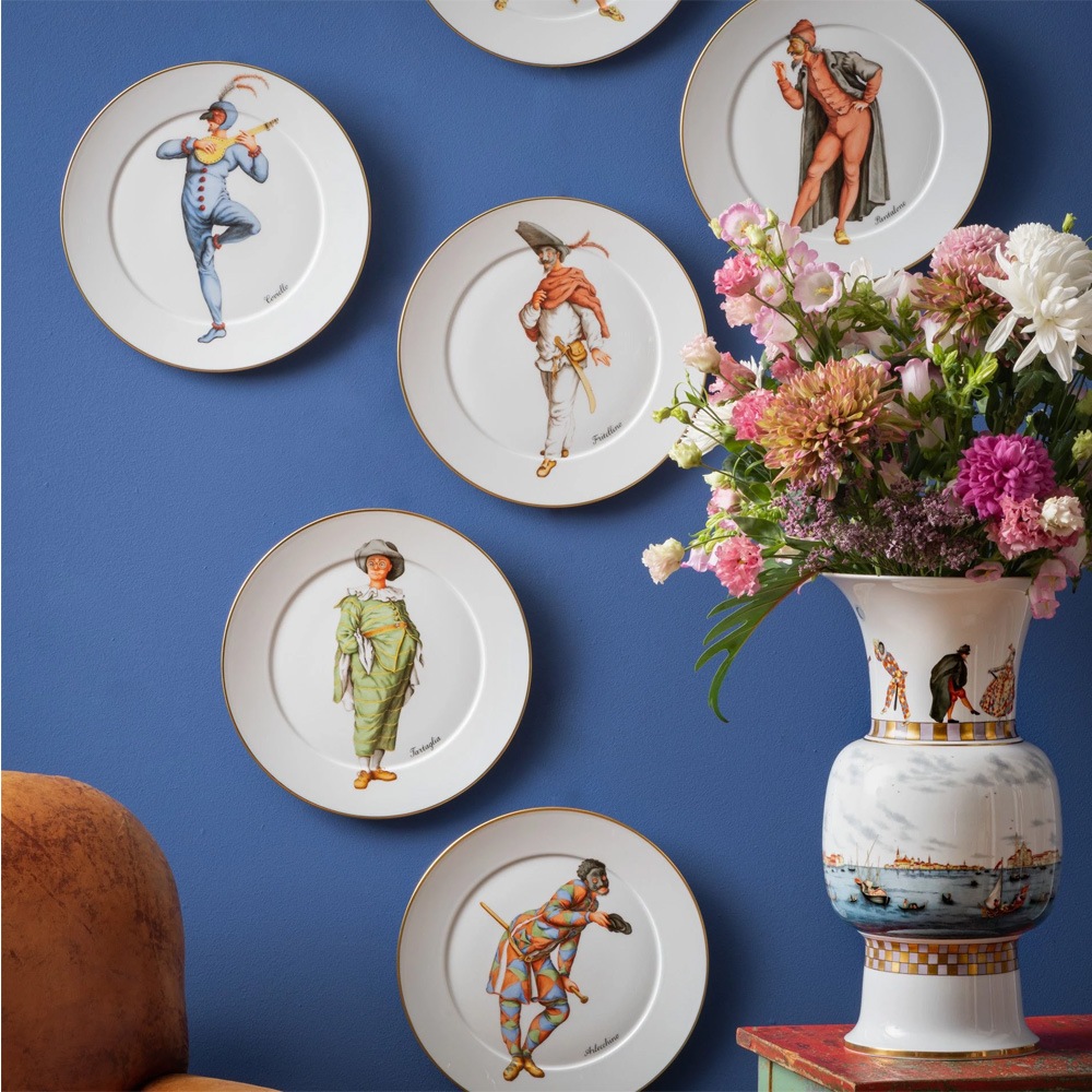 アンティーク イタリア カポデモンテ ハンドペイント エンボス装飾絵皿