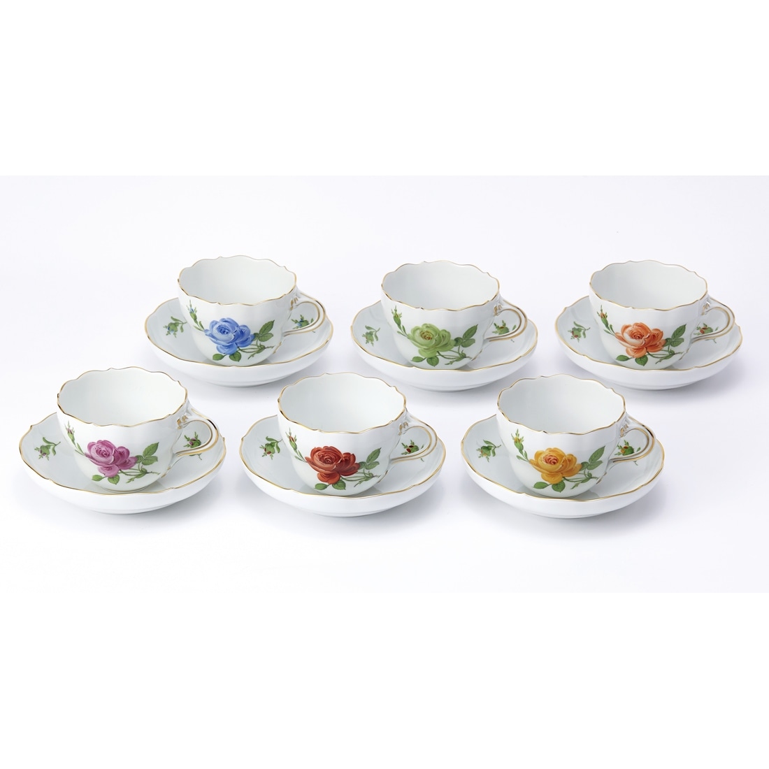 マイセン グリーンのバラ ティー/コーヒー兼用カップ＆ソーサー 02A120