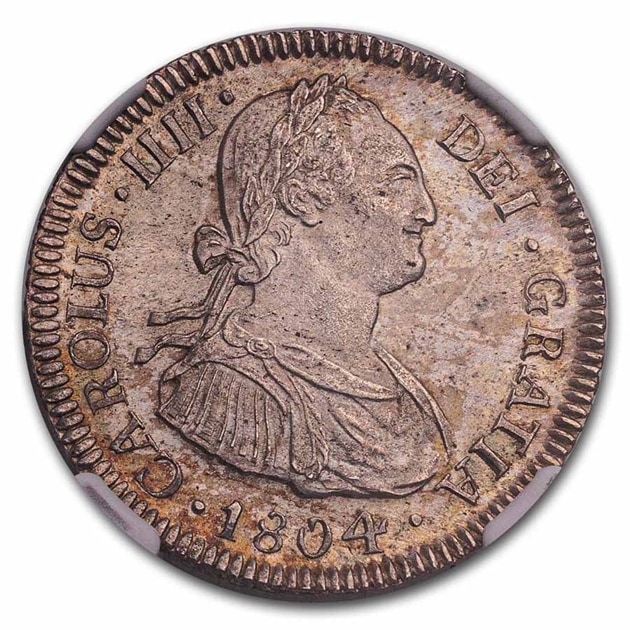 1798年 カルロス4世 メキシコ8レアル銀貨 MO 貿易銀 1798年 カルロス4
