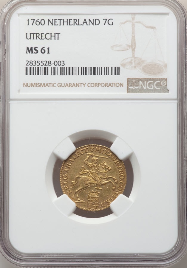 稀少：世界三位：1913年発行『ウィルヘルミナ金貨』NGC：MS64