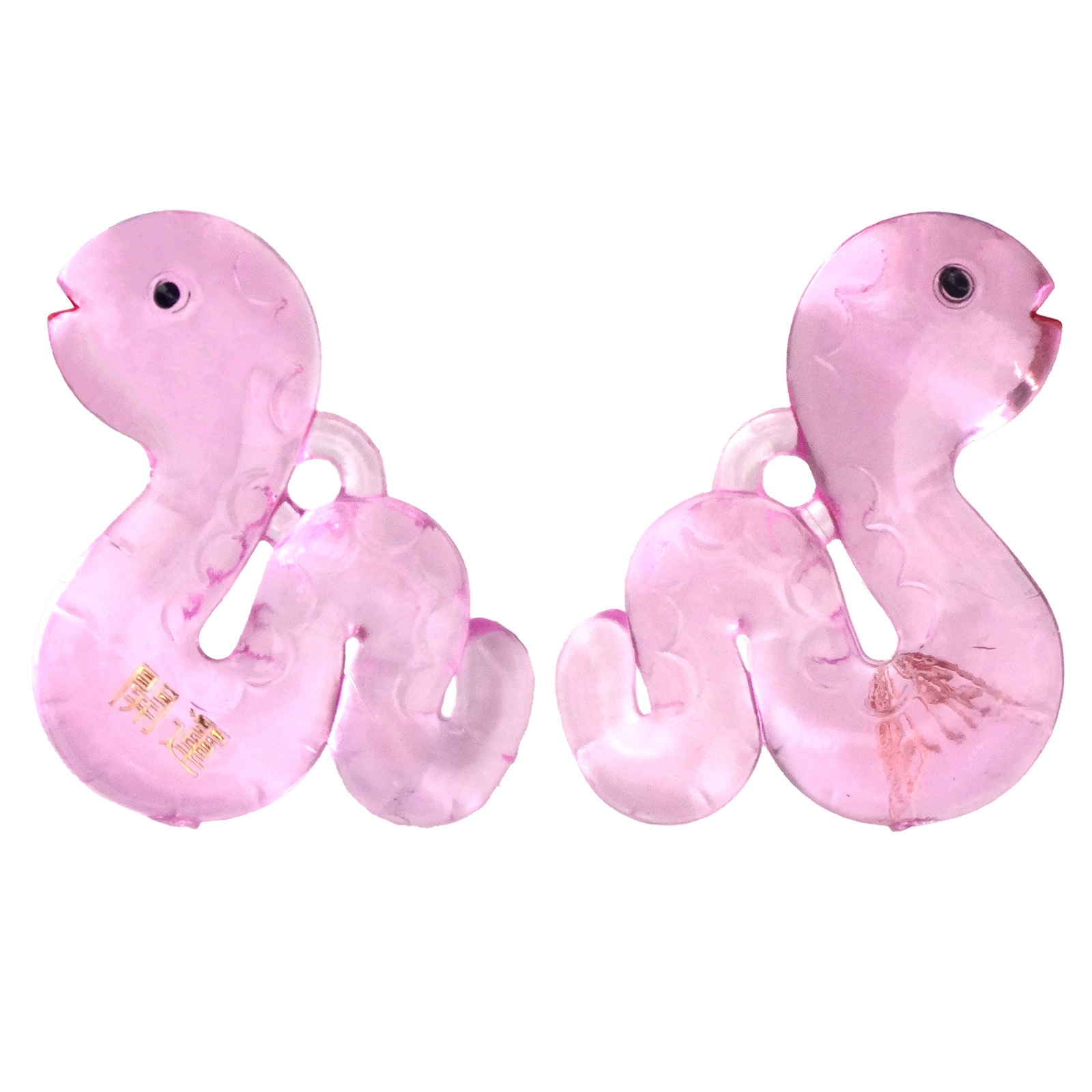 プラ干支 T （巳/へび） クリアピンク 開運文字入り 6色根付紐 N6-SD