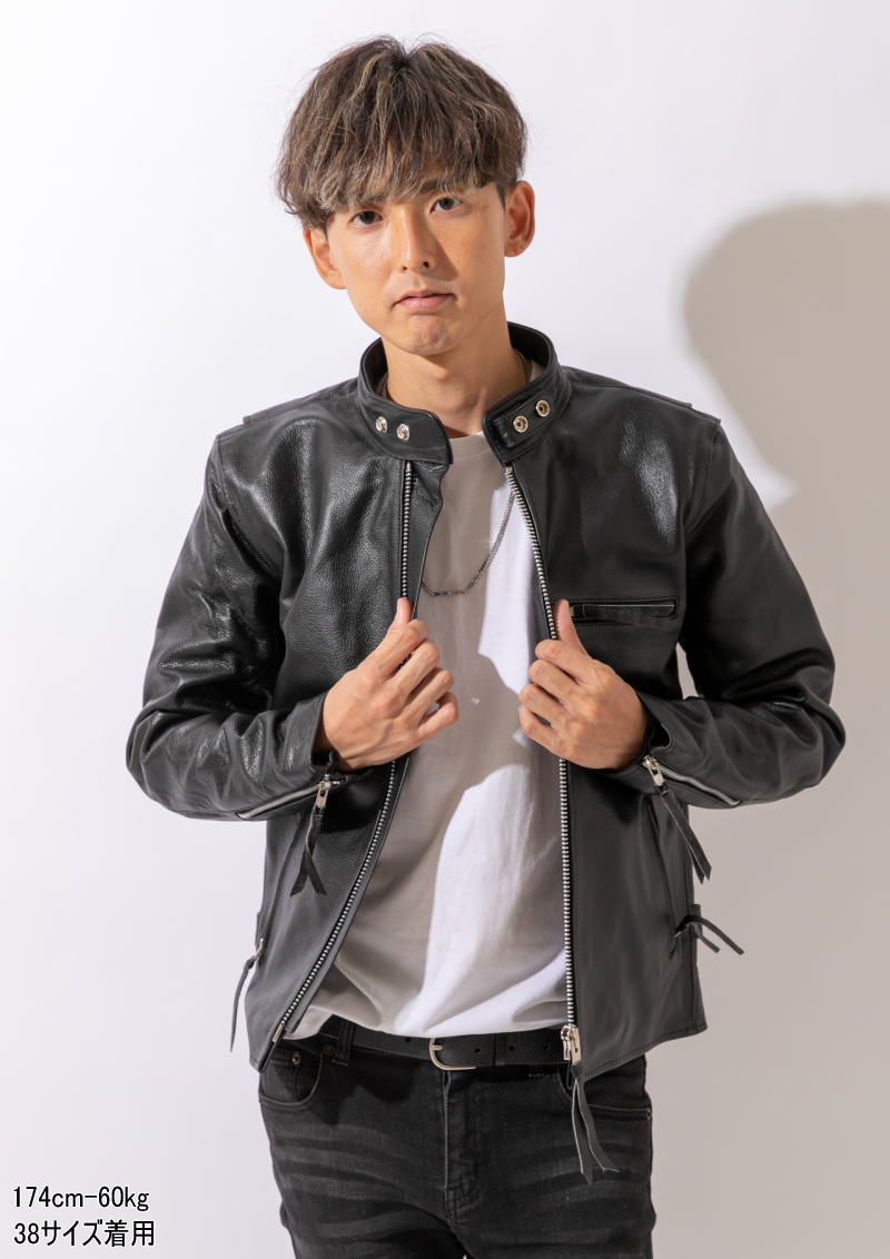 Schott ブラックレザーシングルライダースジャケット USA製