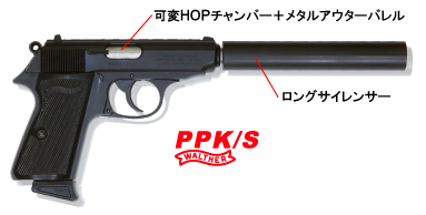Walther PPKシリーズ ガスガン サイレンサー付き サイレンサーセット
