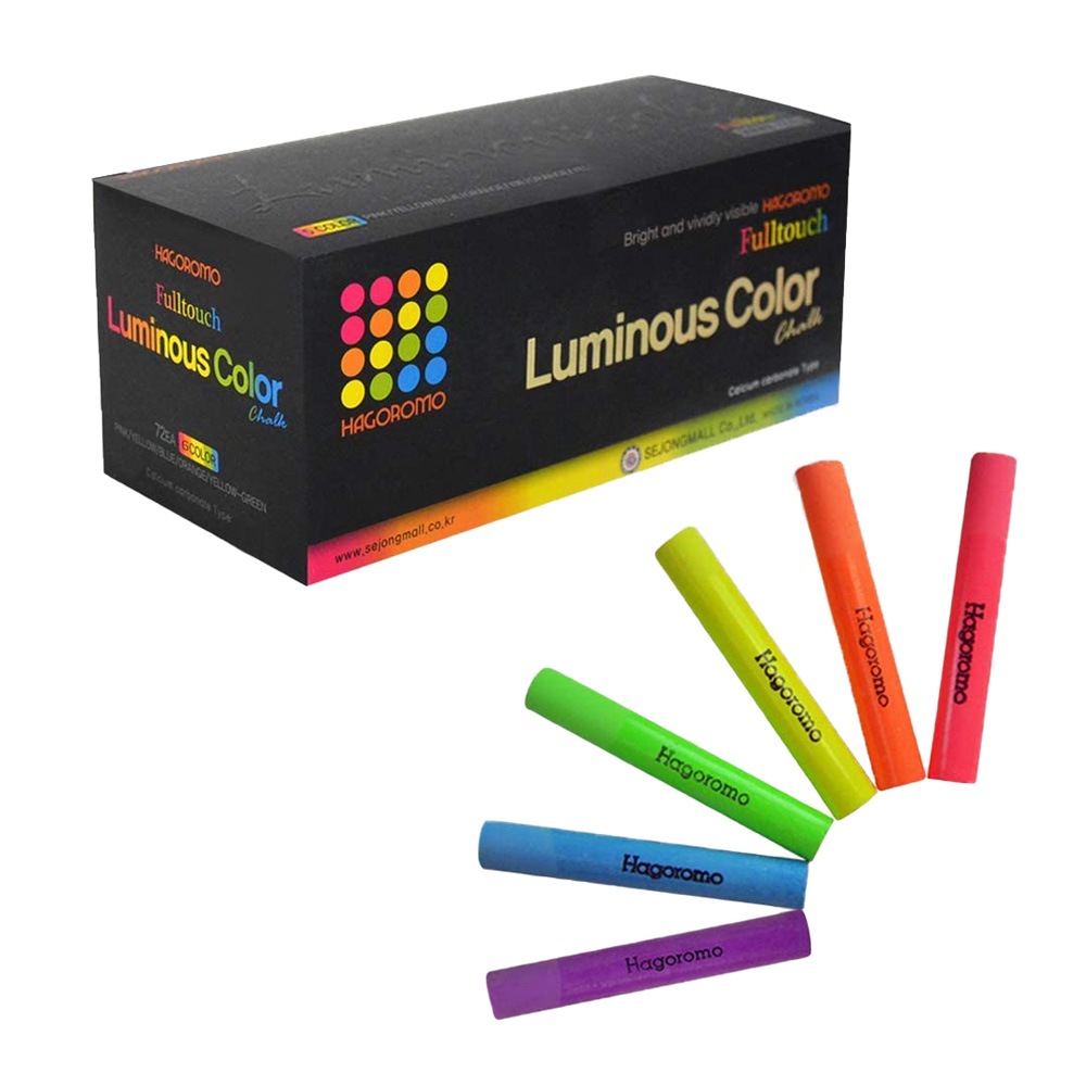 フルタッチ蛍光チョーク6色セット(ピンク、黄、青、黄緑、オレンジ、紫