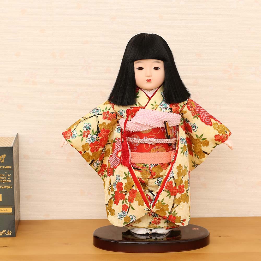 市松人形 齊藤公司作 8号 愛ちゃん 金彩友禅 8b-05a-j 横幅27cm