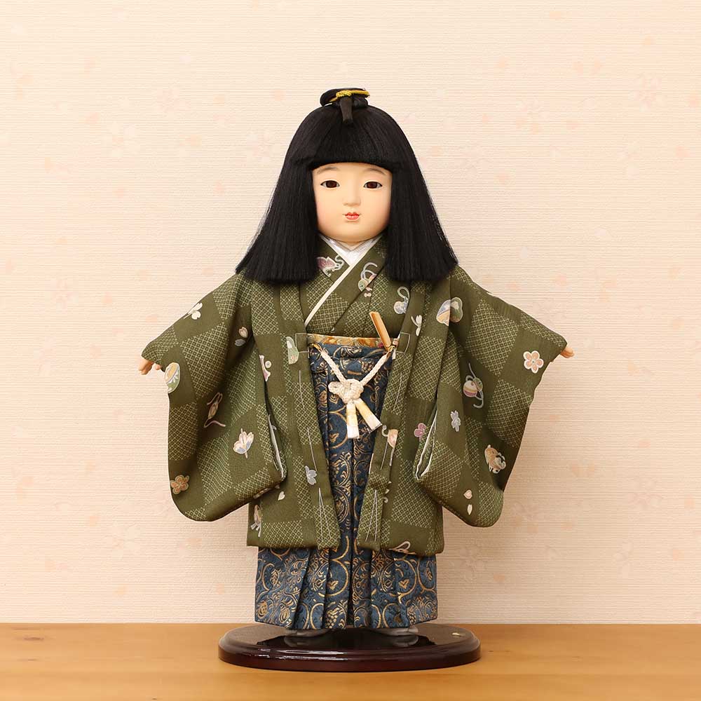 市松人形 齊藤公司作 10号 10F-05C 男の子上頭 友禅 横幅35cm