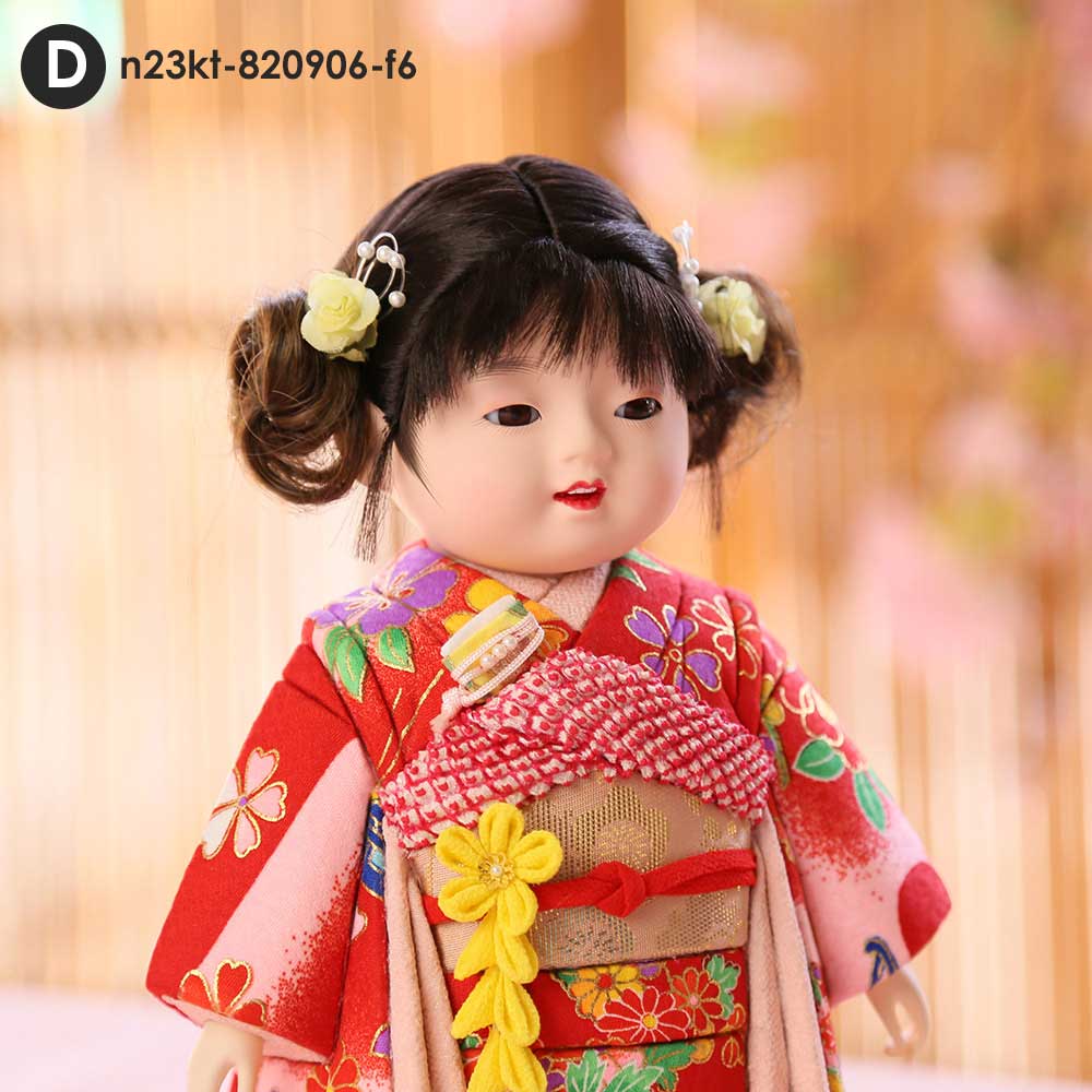 市松人形 齊藤公司作 ミニ松820口開き 横幅16.5cm