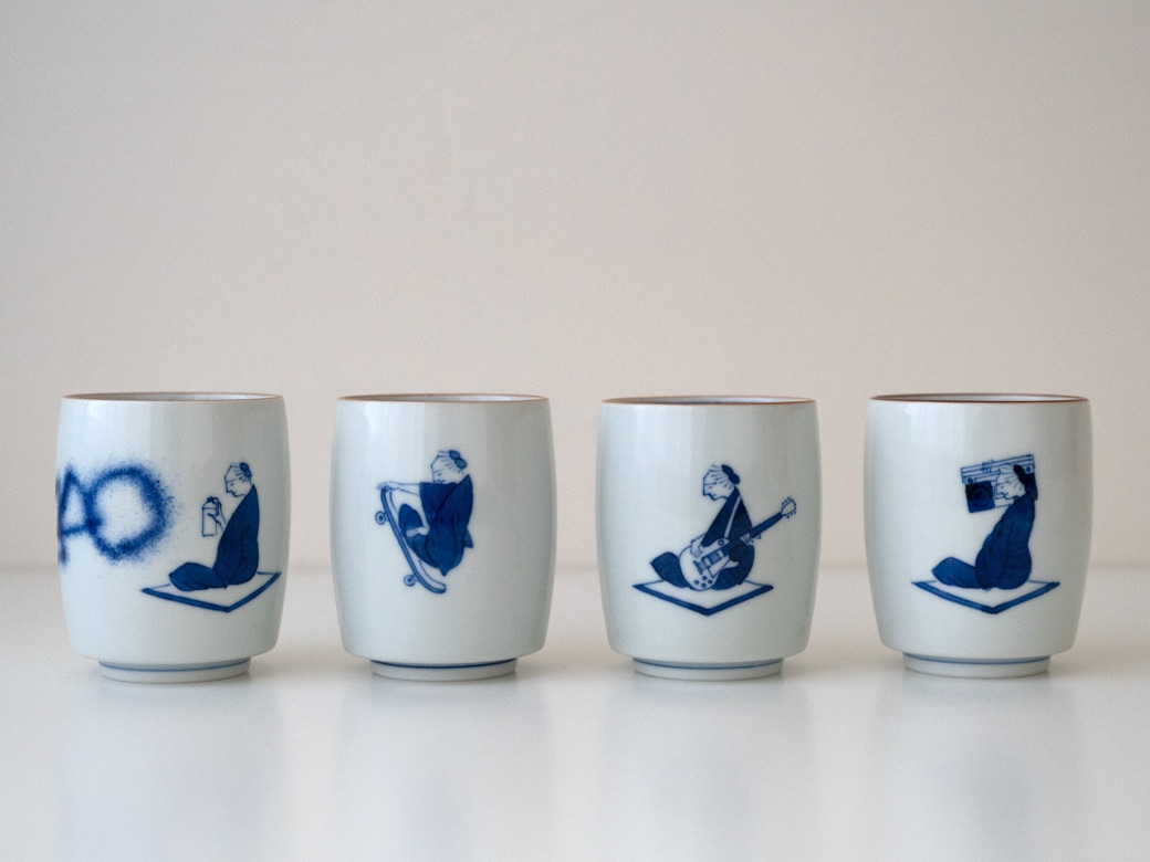 1950 九谷焼 角福 湯呑 2客 1950 九谷焼 角福 湯呑 2客 1950 九谷焼 角