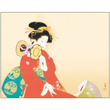 上村松園 鼓の音（つづみのね） 額装 : アートの友社 鼓の音（つづみの