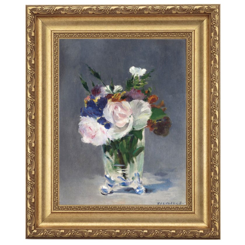 千P④花瓶もれでる花ジグソーパズル アルミ額50×75㎝完成品 油絵 作名