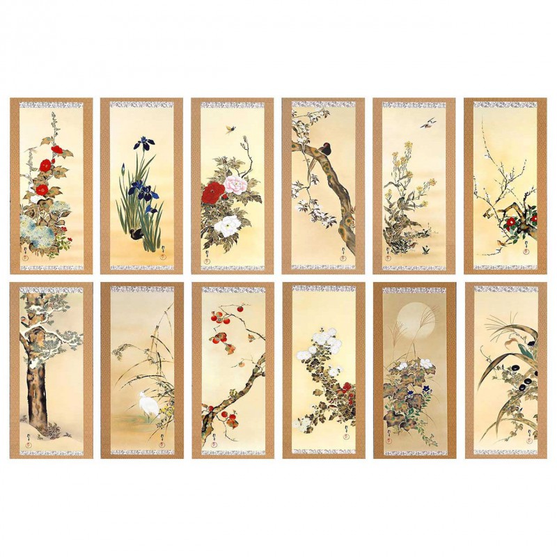 酒井抱一筆 絹本肉筆 朝顔 沒骨法 掛軸 送料込み250824 酒井抱一筆