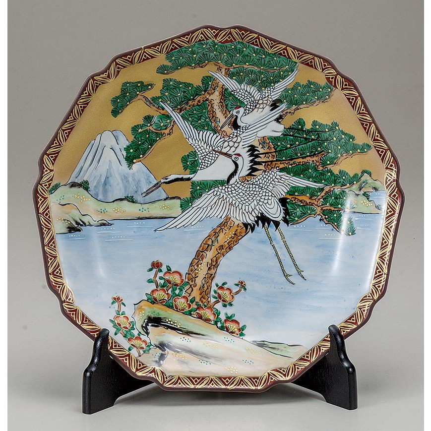 希少性◎！正規品 九谷焼 飾皿 31㎝ 開運、幸福！ 鶴 希少性◎！