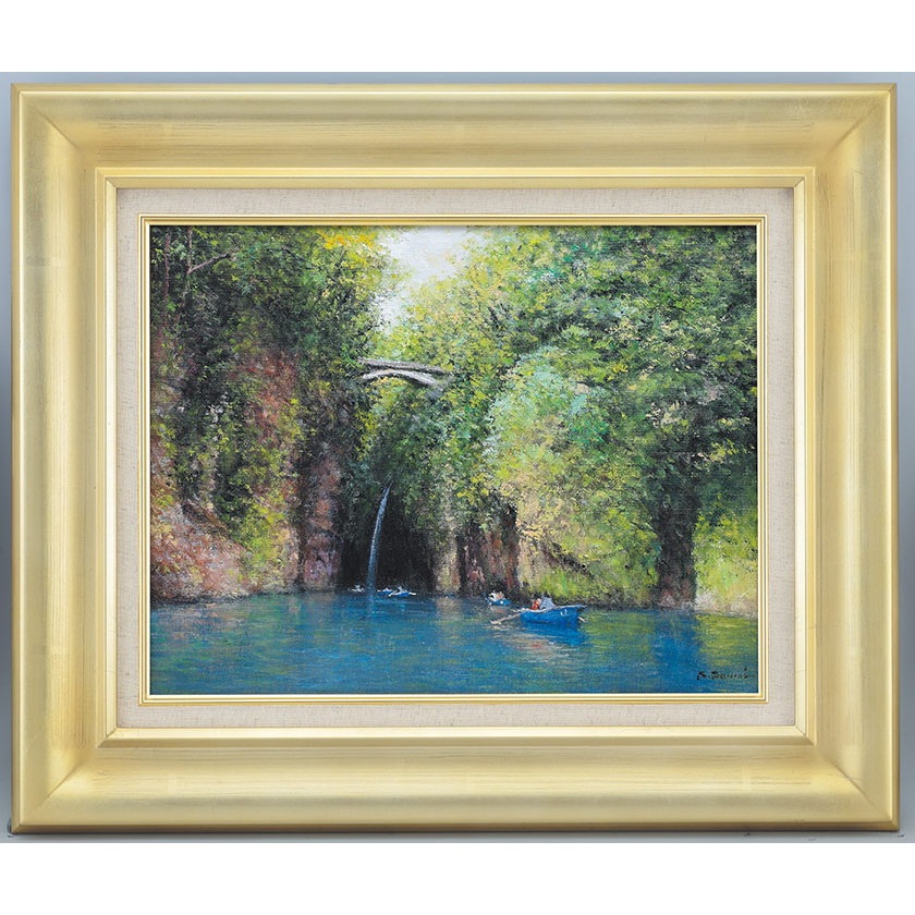 スジョノ・アブドゥラ 『漁船』1977年油彩画 136×72cm 直筆署名額付