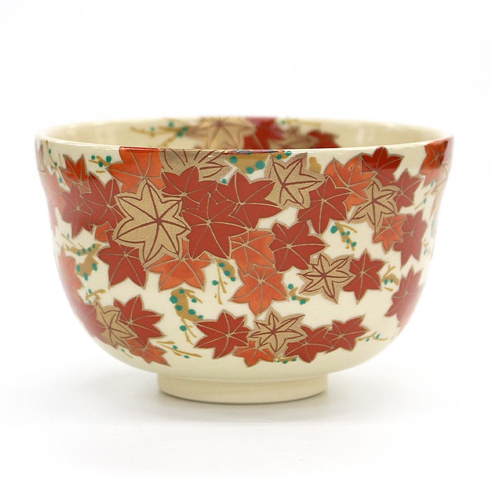 茶道具 抹茶茶碗 宮地英香作 仁清 紅葉