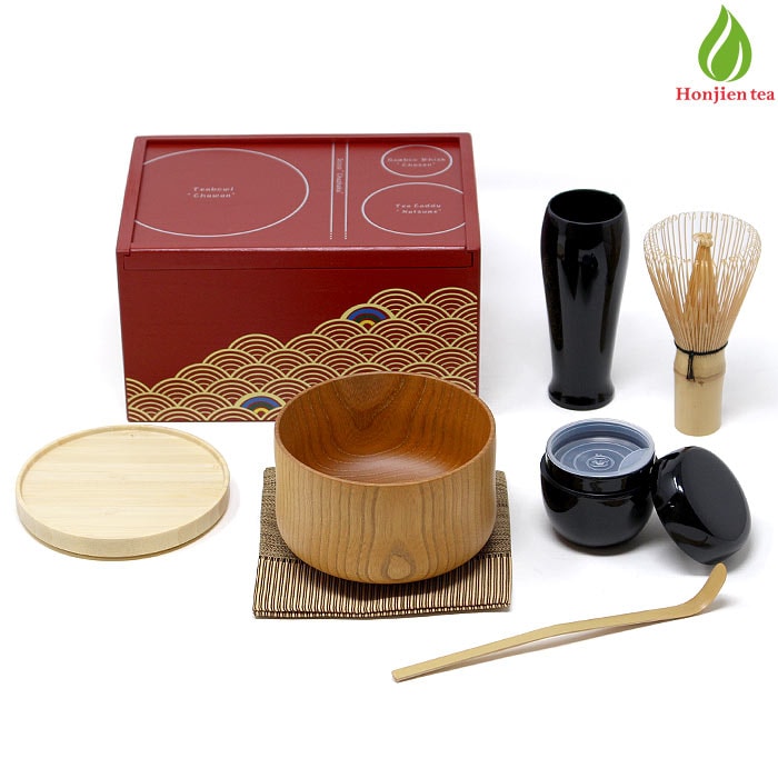 茶道具 セット 遊茶箱 【 朱掻合（レッド）/青海波 】 （メーカー直送