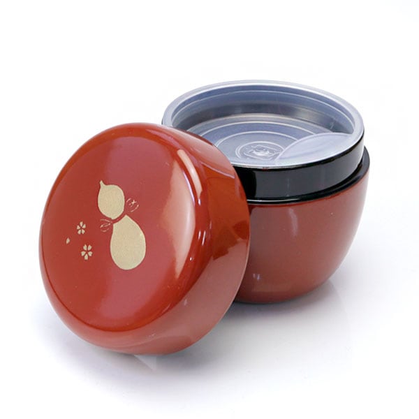 中国 朱塗 人物紋 時代棗 仕服 茶道具 DT612