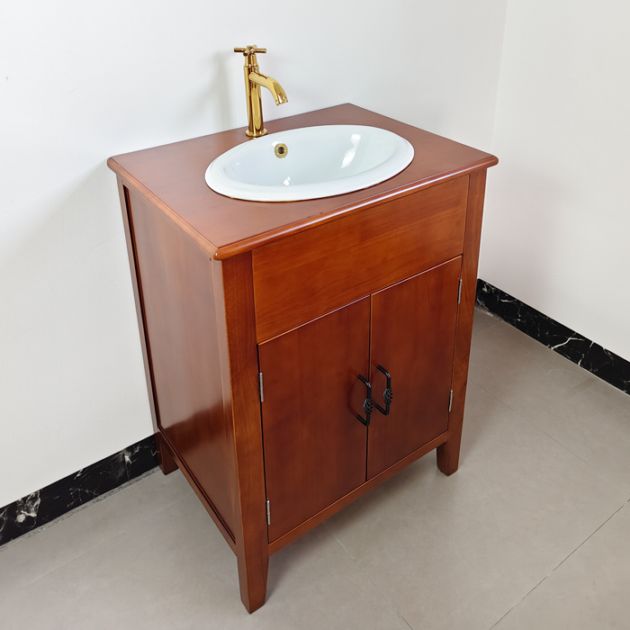 洗面台セット おしゃれ ブラウン 木製 収納 水栓ゴールド W600×D450