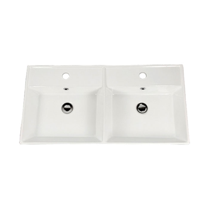 7点セット 2ボウル洗面+混合水栓+排水栓+排水トラップ 手洗い器 手洗い