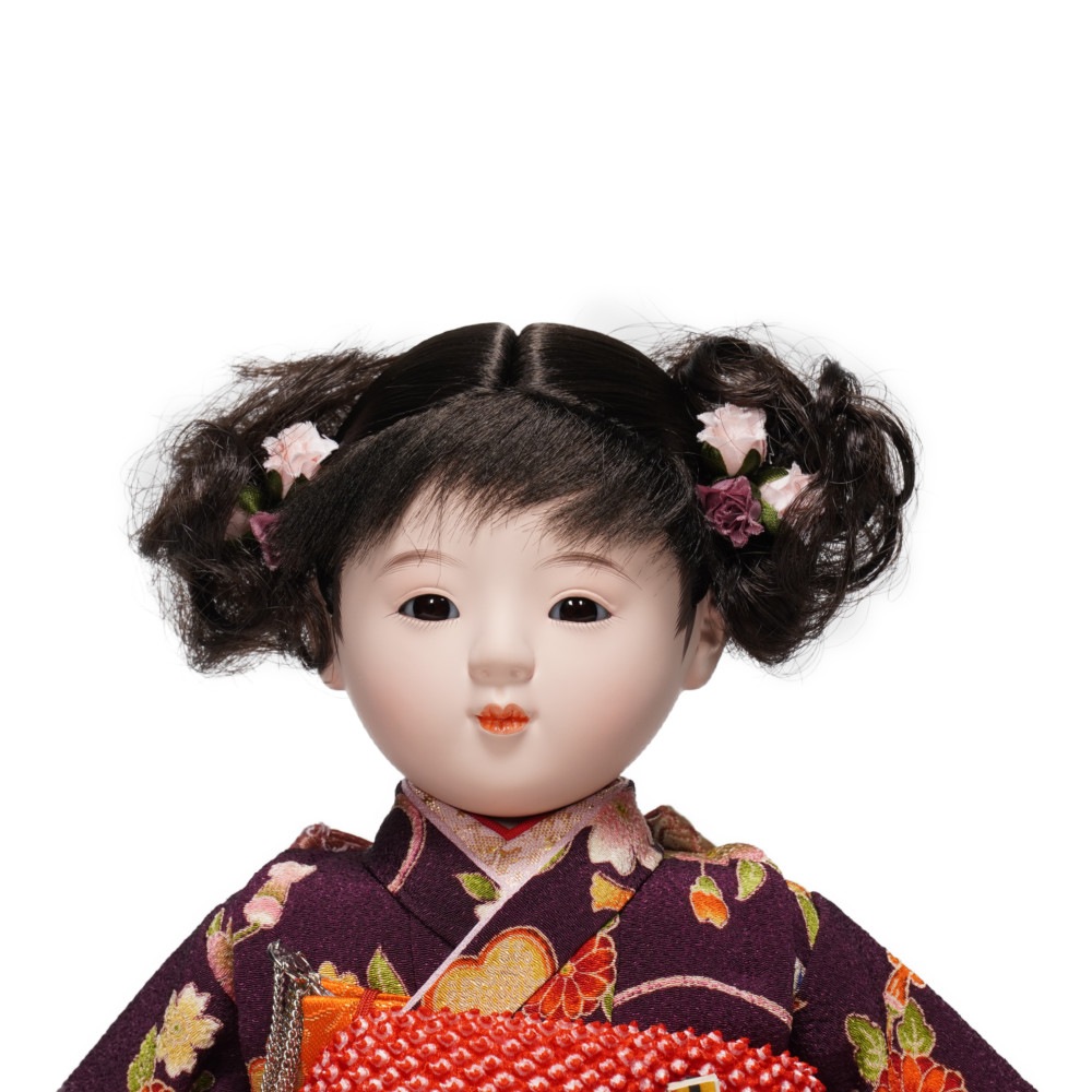 市松人形】10号 友禅(紫) 桜に鞠〈小出松寿作〉[223-026] ｜雛人形・五