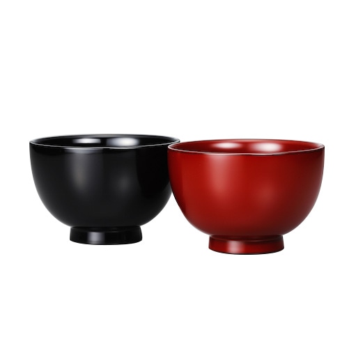 会津漆器 黒・銀朱 3.6 夫婦椀 手描き石楠花 | 食器 | 伝統工芸品
