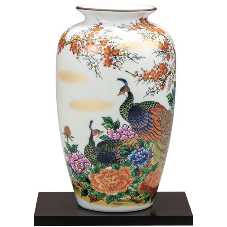 九谷焼 花瓶 10号・牡丹孔雀（台付） | 花瓶 | 伝統工芸品・和風記念品
