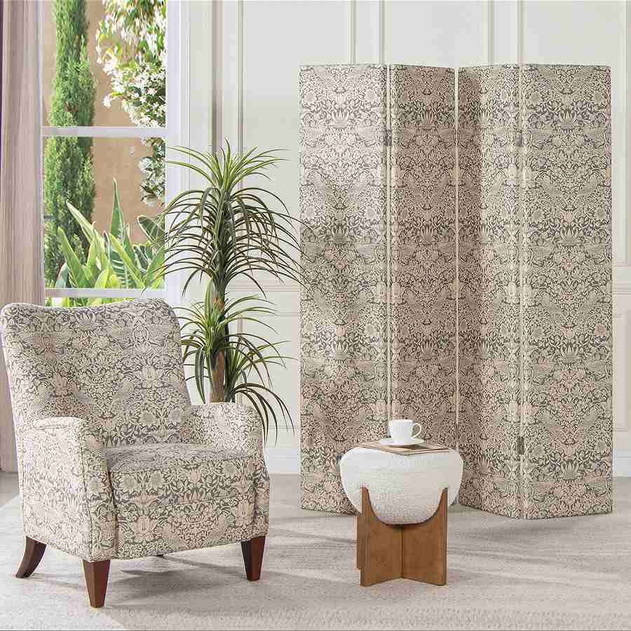 新品 NEWハーフムーン スツール いちご泥棒 グレー ウィリアムモリス風