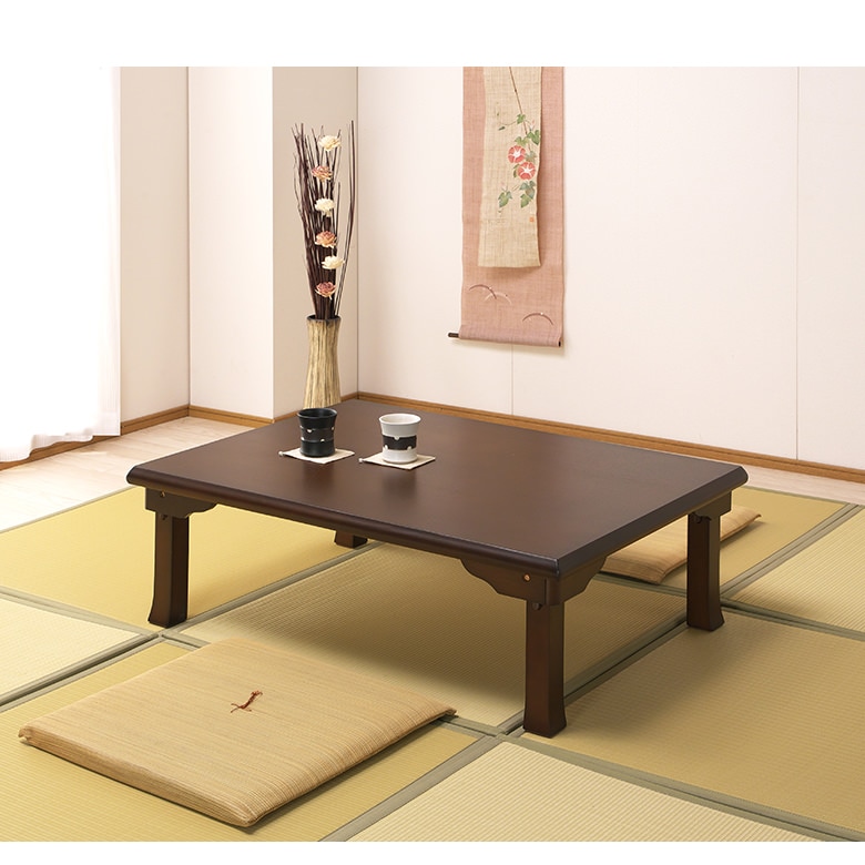 木製折りたたみ座卓 約84cm x 118cm テーブル 折りたたみ コンパクト